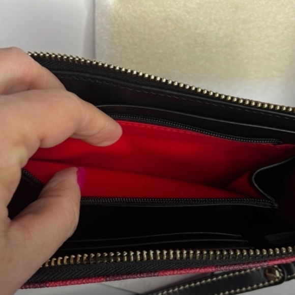 Dooney & Bourke Red Buffalo Plaid Zip Wristlet - Picture 8 of 9